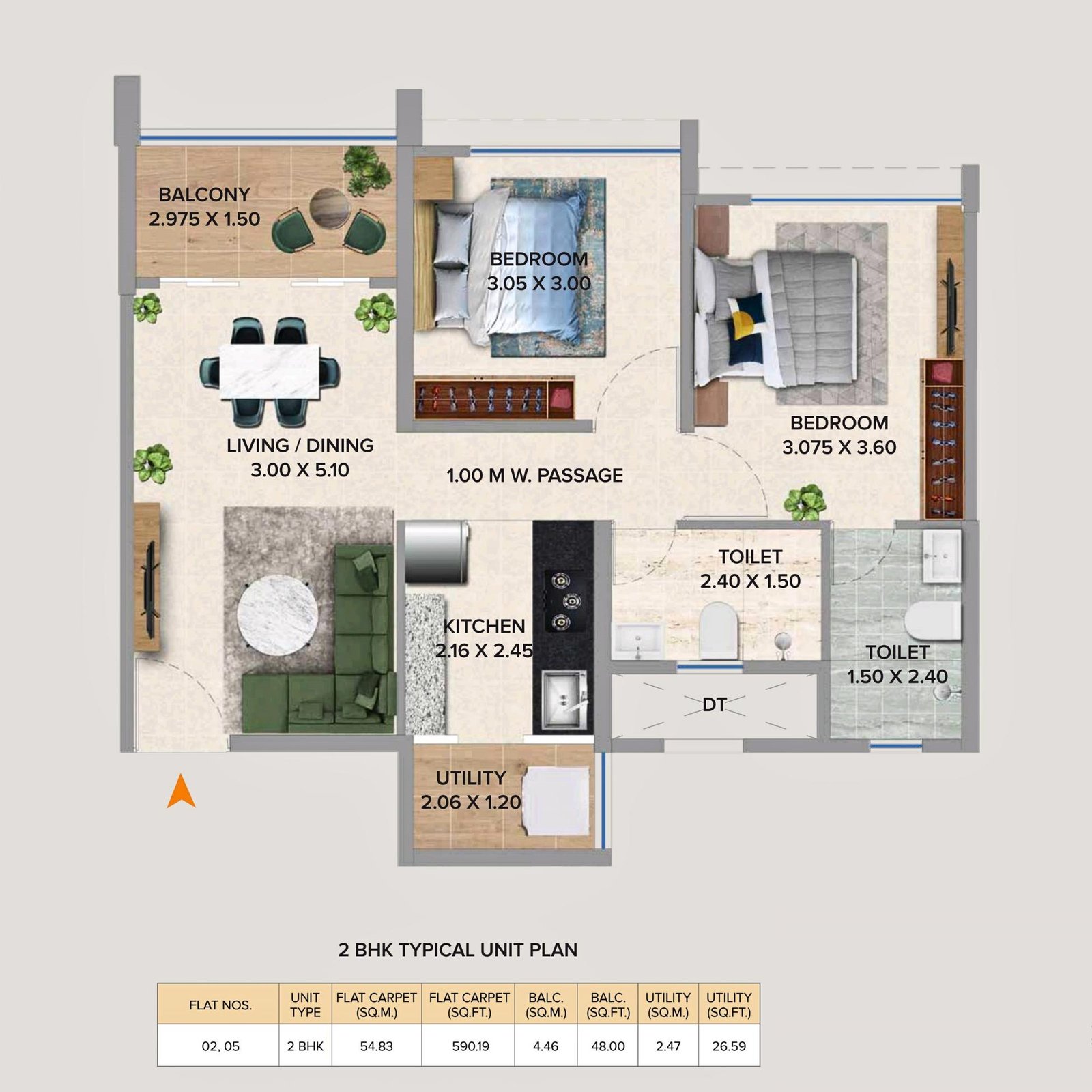 Life-Republic-Township-Floor-Plan-Arezo-2-BHK-590-Sqft