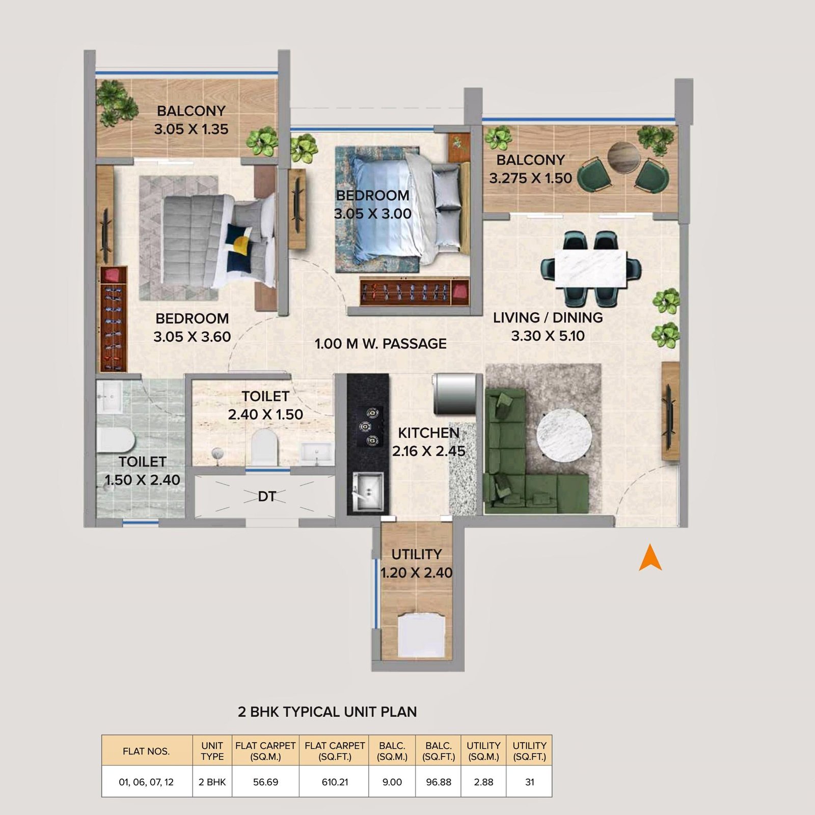 Life-Republic-Township-Floor-Plan-Arezo-2-BHK-610-Sqft